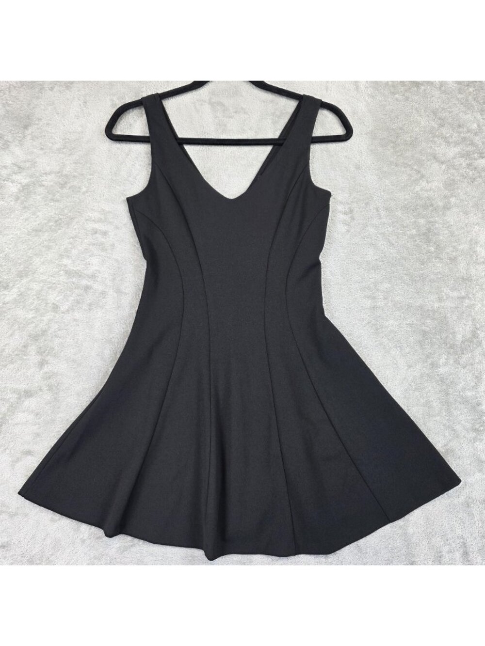 Aqua Dress Womens XS Black V Neck Fit & Flare Sleeveless Knit Mini Skater Party